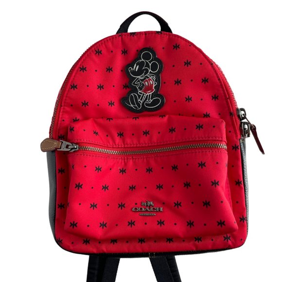 Coach x Disney Bandana Mickey Mouse Mini Backpack Red - Picture 1 of 9